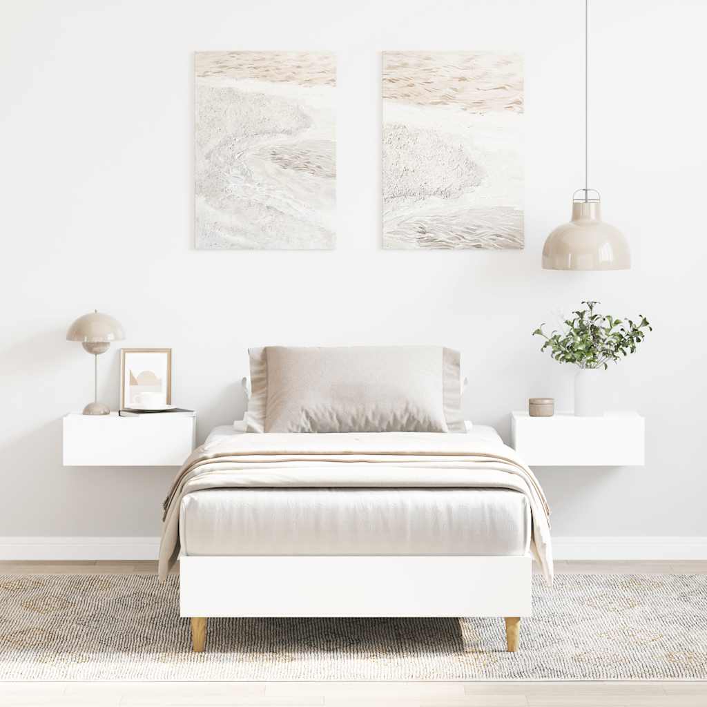 vidaXL Bed Frame No Mattress White 90x200 cm Engineered Wood
