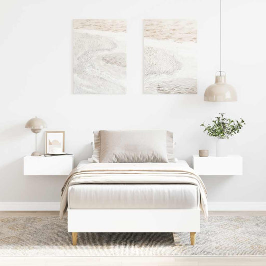 vidaXL Bed Frame No Mattress White 90x200 cm Engineered Wood