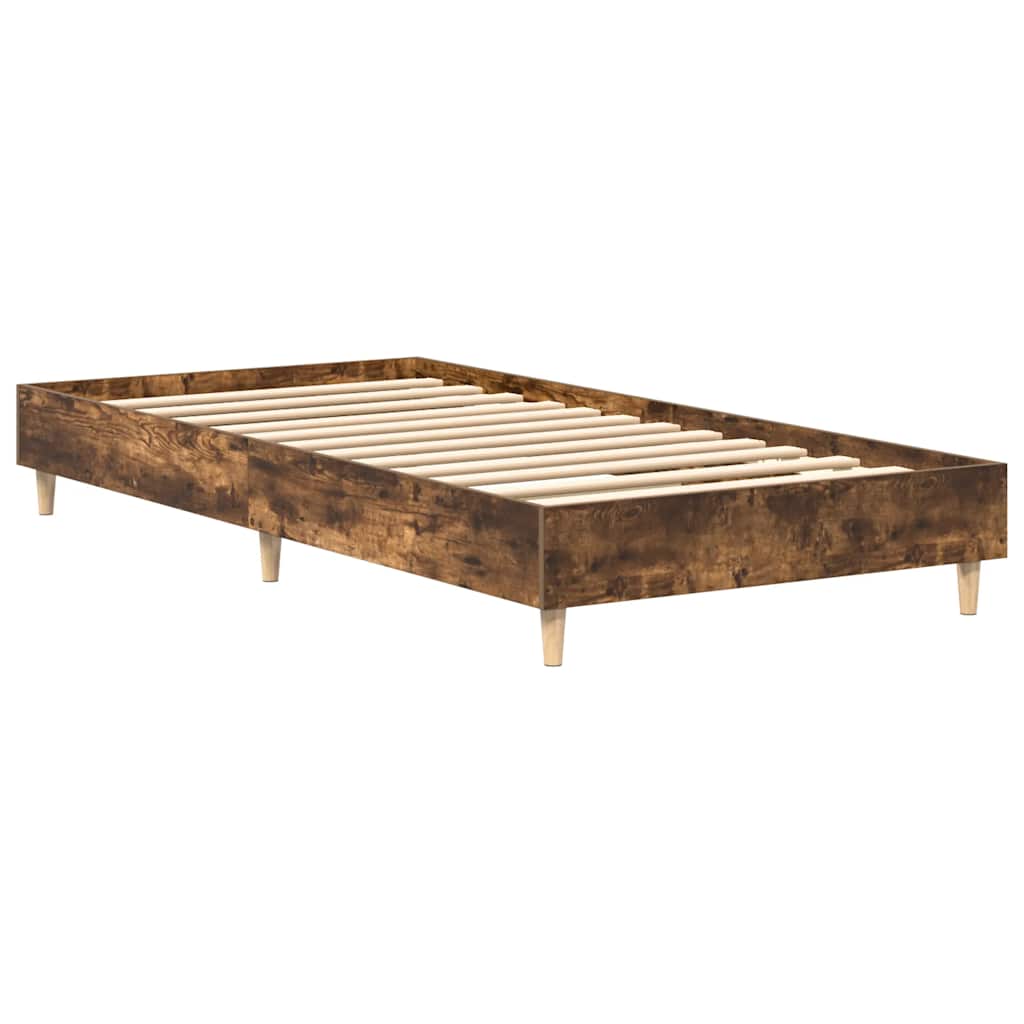 vidaXL Bed Frame No Mattress Smoked Oak 90x200 cm Engineered Wood
