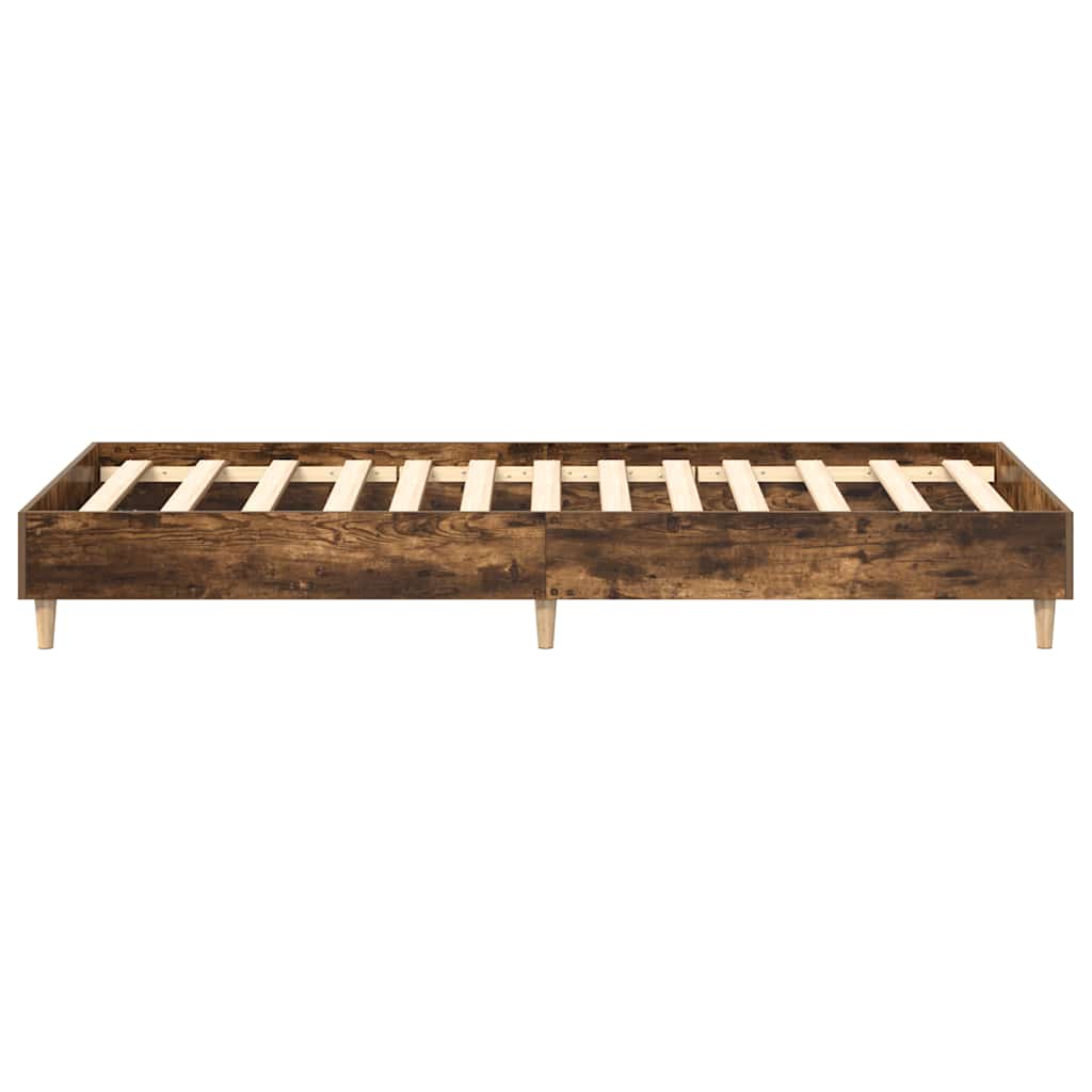 vidaXL Bed Frame No Mattress Smoked Oak 90x200 cm Engineered Wood