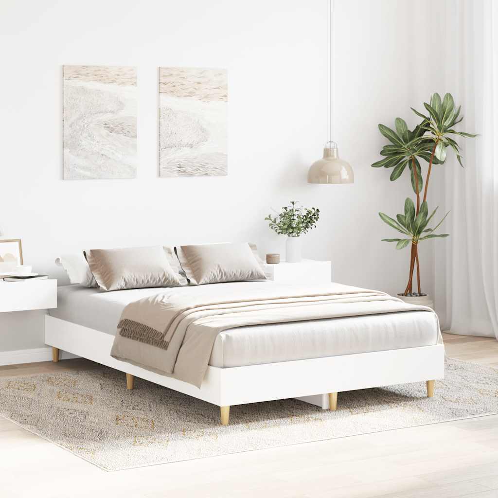 vidaXL Bed Frame No Mattress White 140x190 cm Engineered Wood