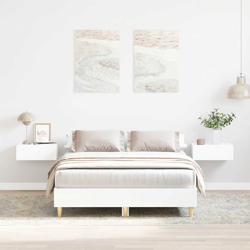 vidaXL Bed Frame No Mattress White 140x190 cm Engineered Wood