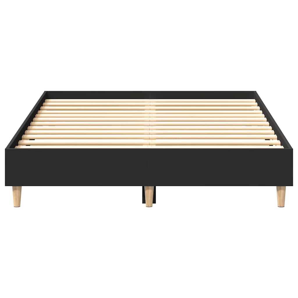 vidaXL Bed Frame No Mattress Black 140x190 cm Engineered Wood