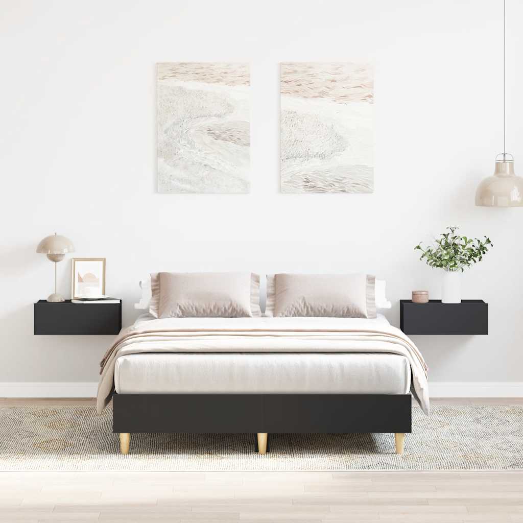 vidaXL Bed Frame No Mattress Black 140x190 cm Engineered Wood