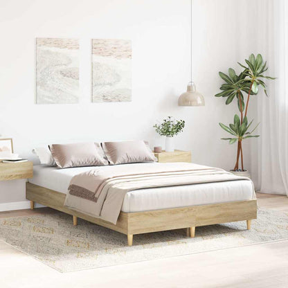 vidaXL Bed Frame No Mattress Sonoma Oak 140x190 cm Engineered Wood