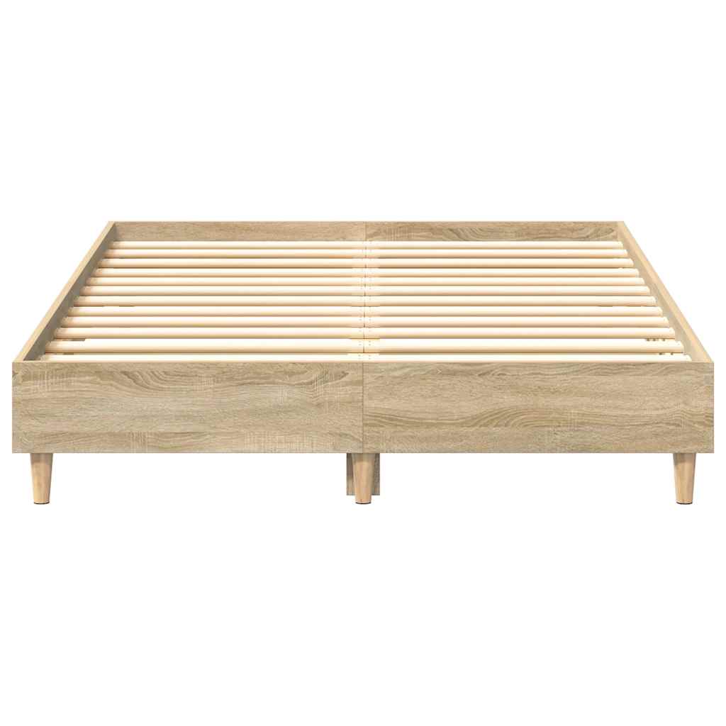 vidaXL Bed Frame No Mattress Sonoma Oak 140x190 cm Engineered Wood