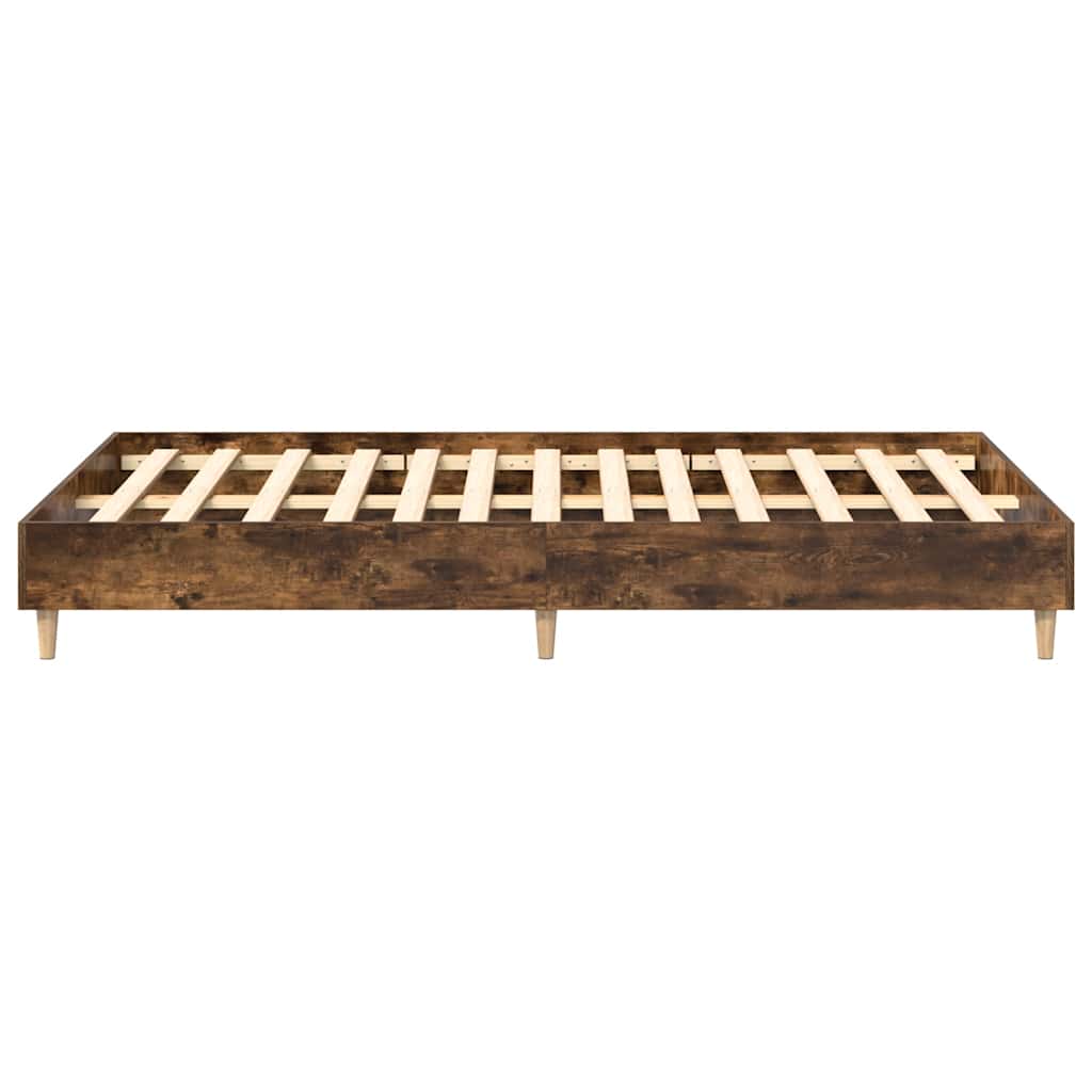 vidaXL Bed Frame No Mattress Smoked Oak 140x190 cm Engineered Wood