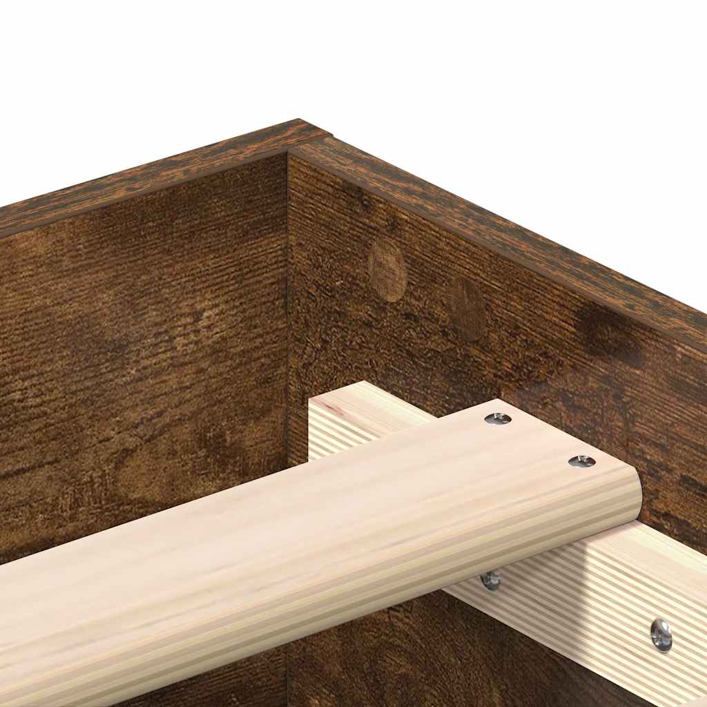 vidaXL Bed Frame No Mattress Smoked Oak 140x190 cm Engineered Wood