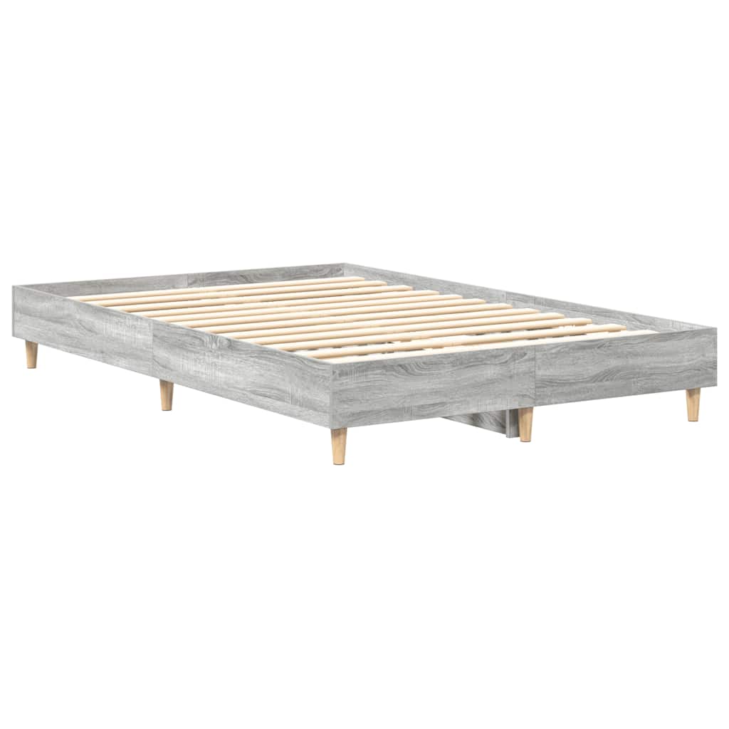 vidaXL Bed Frame No Mattress Grey Sonoma 140x190 cm Engineered Wood