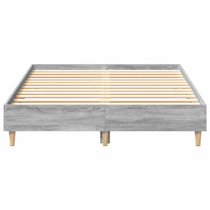 vidaXL Bed Frame No Mattress Grey Sonoma 140x190 cm Engineered Wood