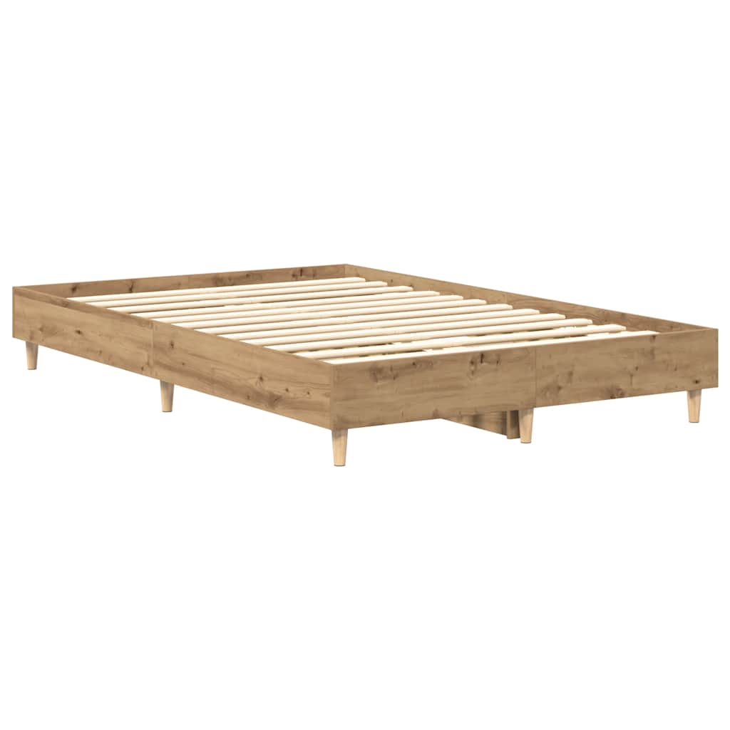 vidaXL Bed Frame No Mattress Artisan Oak 140x190 cm Engineered Wood