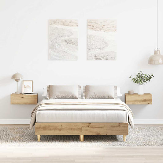 vidaXL Bed Frame No Mattress Artisan Oak 140x190 cm Engineered Wood