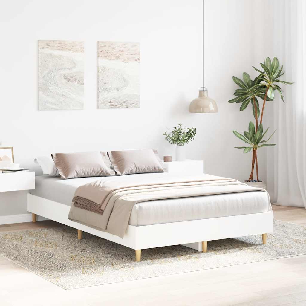 vidaXL Bed Frame No Mattress White 135x190 cm Double Engineered Wood