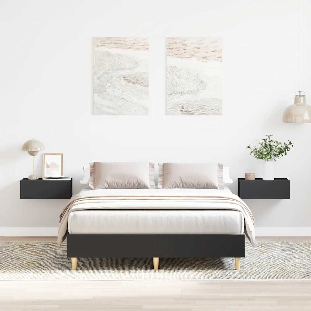 vidaXL Bed Frame No Mattress Black 135x190 cm Double Engineered Wood