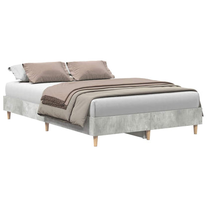 vidaXL Bed Frame No Mattress Concrete Grey 135x190 cm Double Engineered Wood