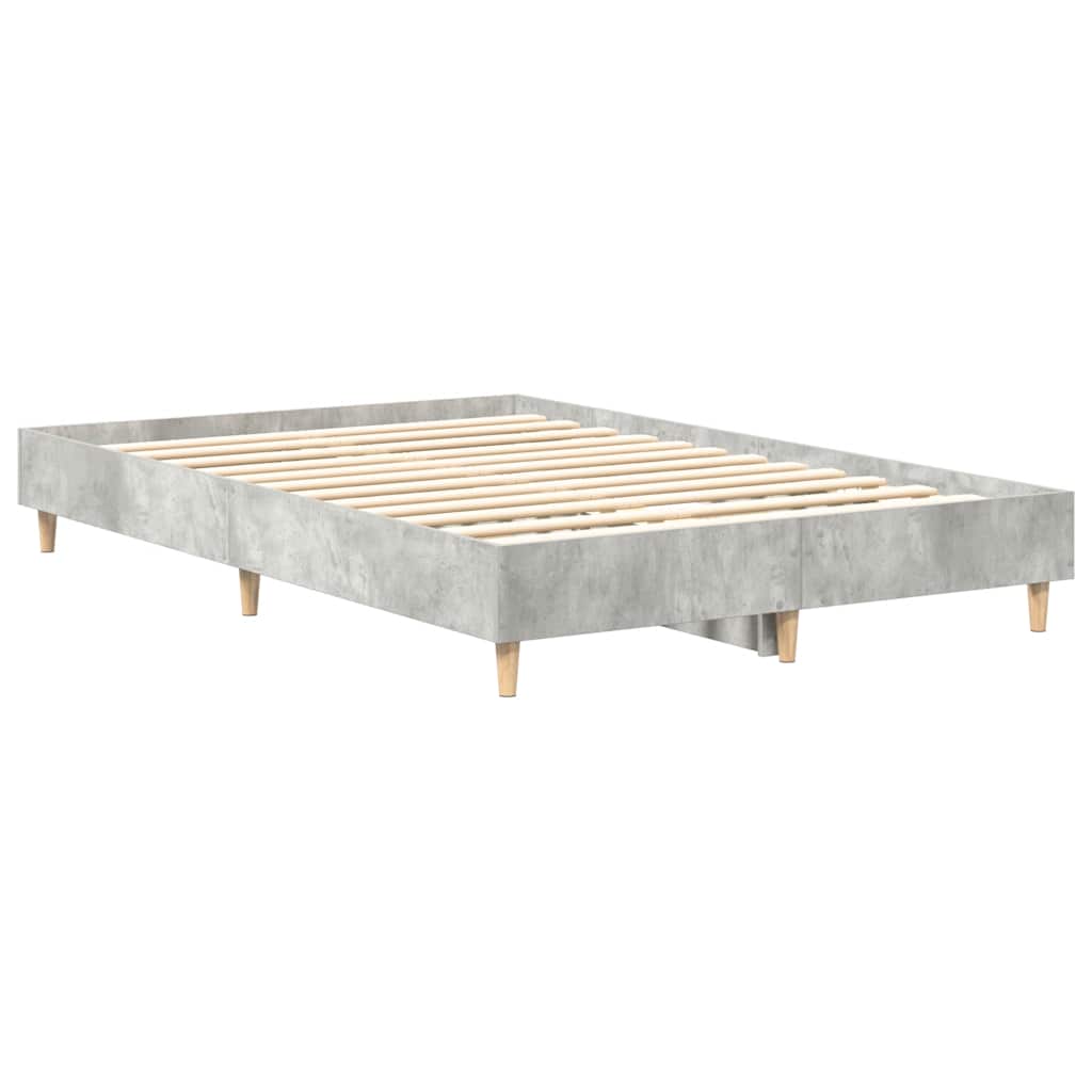 vidaXL Bed Frame No Mattress Concrete Grey 135x190 cm Double Engineered Wood