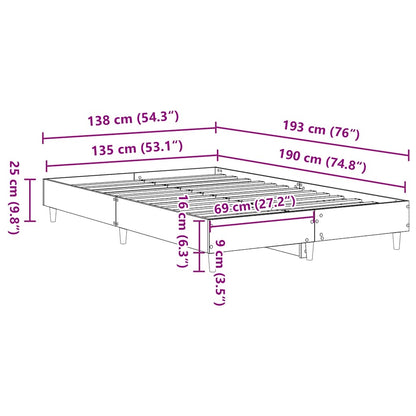 vidaXL Bed Frame No Mattress Concrete Grey 135x190 cm Double Engineered Wood