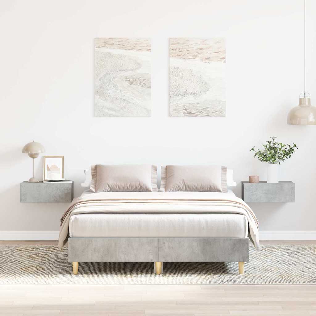 vidaXL Bed Frame No Mattress Concrete Grey 135x190 cm Double Engineered Wood
