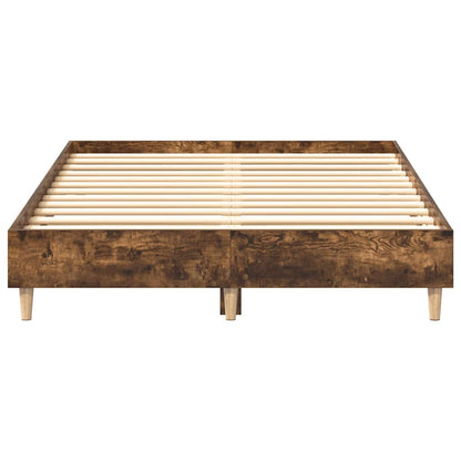vidaXL Bed Frame No Mattress Smoked Oak 135x190 cm Double Engineered Wood