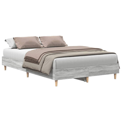 vidaXL Bed Frame No Mattress Grey Sonoma 135x190 cm Double Engineered Wood
