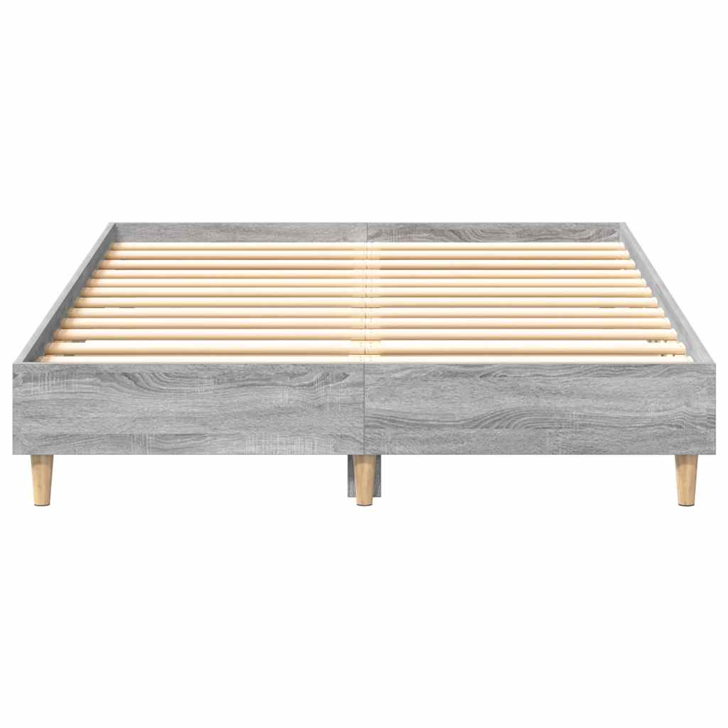 vidaXL Bed Frame No Mattress Grey Sonoma 135x190 cm Double Engineered Wood