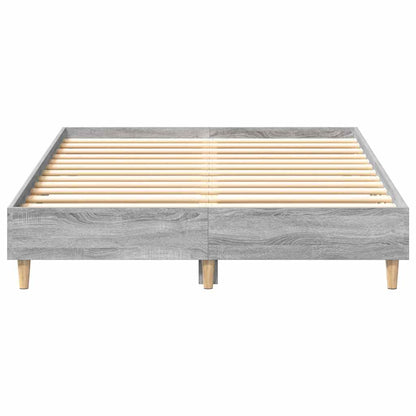 vidaXL Bed Frame No Mattress Grey Sonoma 135x190 cm Double Engineered Wood