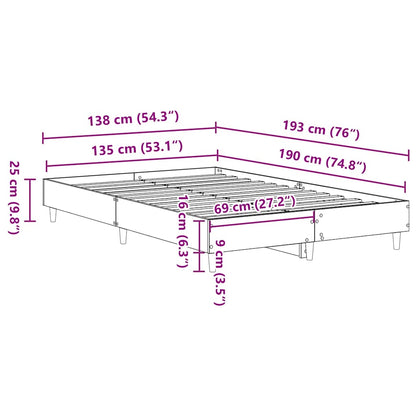 vidaXL Bed Frame No Mattress Grey Sonoma 135x190 cm Double Engineered Wood