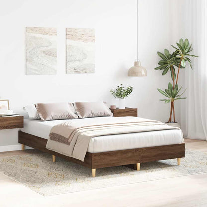 vidaXL Bed Frame No Mattress Brown Oak 135x190 cm Double Engineered Wood