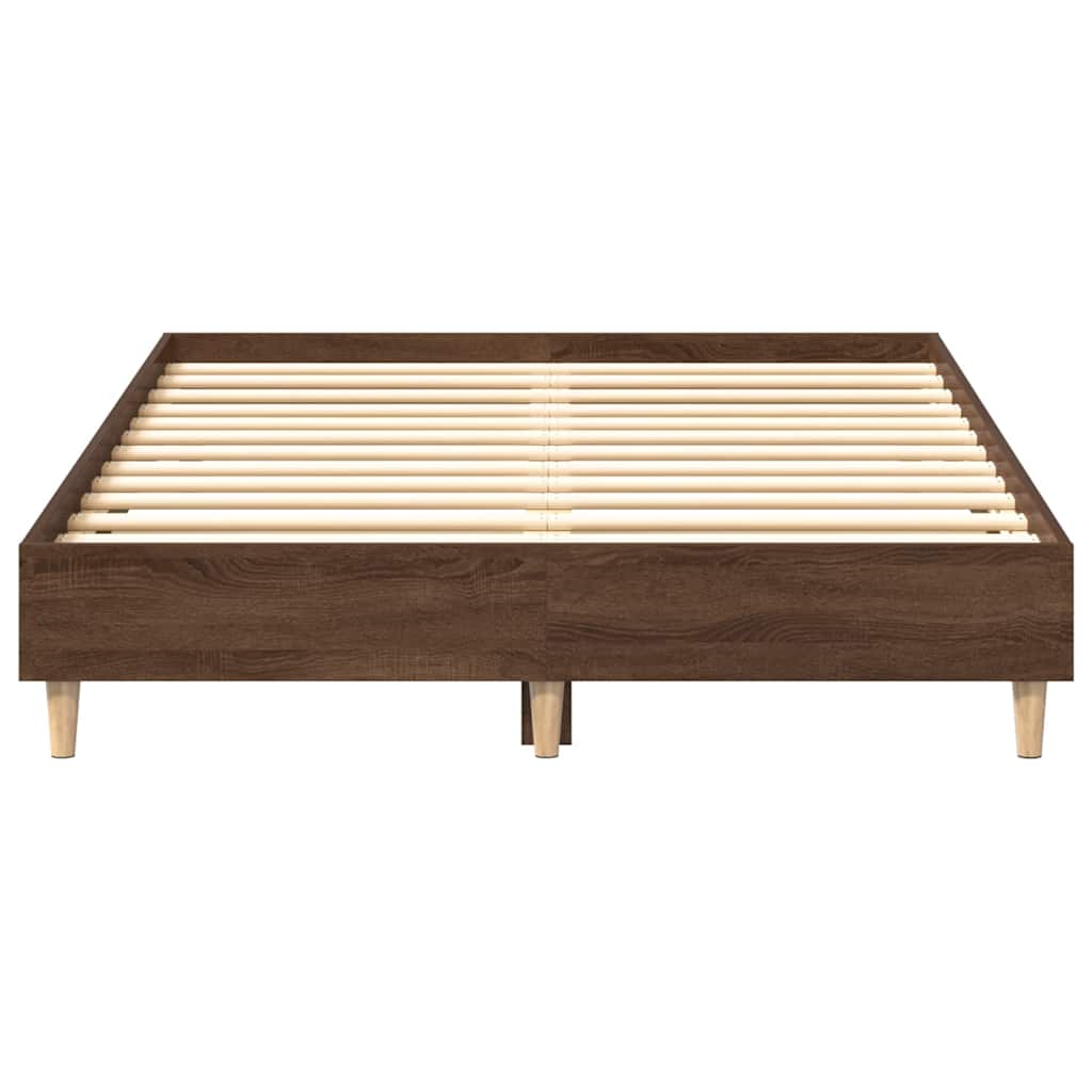 vidaXL Bed Frame No Mattress Brown Oak 135x190 cm Double Engineered Wood