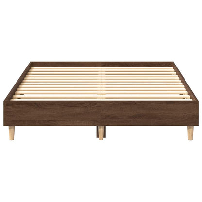 vidaXL Bed Frame No Mattress Brown Oak 135x190 cm Double Engineered Wood