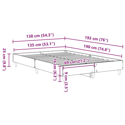 vidaXL Bed Frame No Mattress Brown Oak 135x190 cm Double Engineered Wood