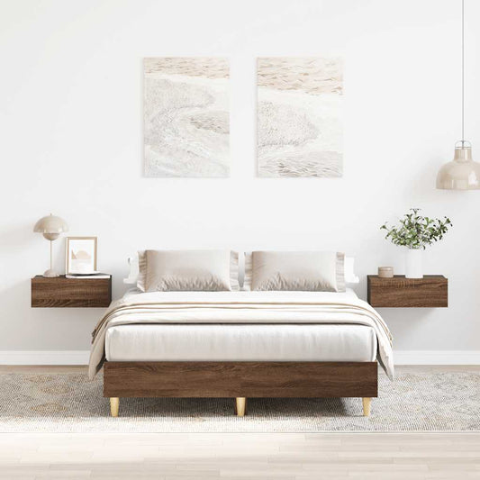 vidaXL Bed Frame No Mattress Brown Oak 135x190 cm Double Engineered Wood