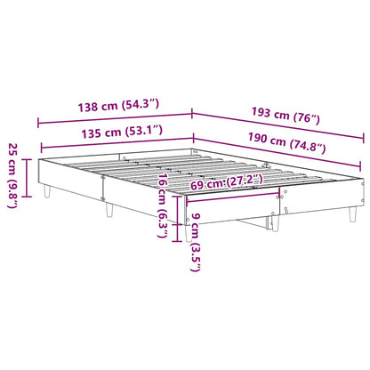 vidaXL Bed Frame No Mattress Old Wood 135x190 cm Double Engineered Wood