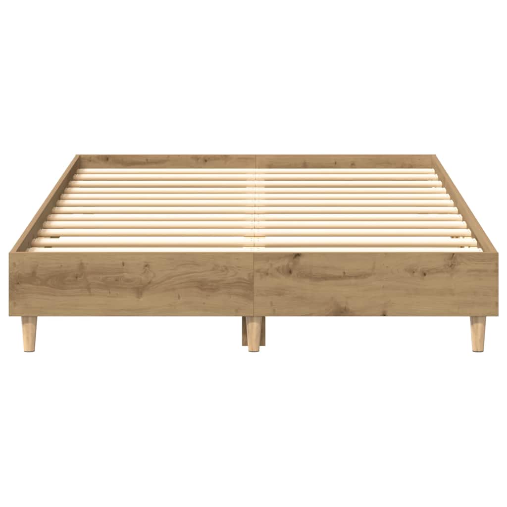 vidaXL Bed Frame No Mattress Artisan Oak 135x190 cm Double Engineered Wood