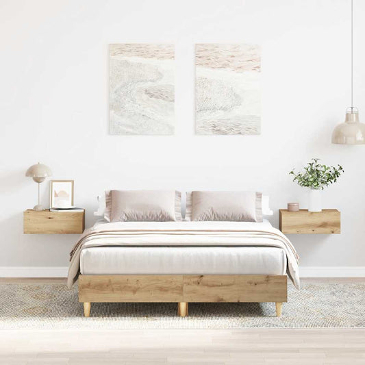 vidaXL Bed Frame No Mattress Artisan Oak 135x190 cm Double Engineered Wood