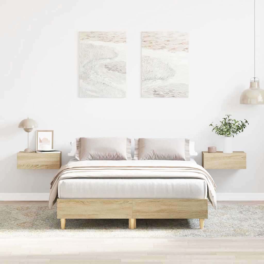 vidaXL Bed Frame No Mattress Sonoma Oak 120x190 cm Small Double Engineered Wood