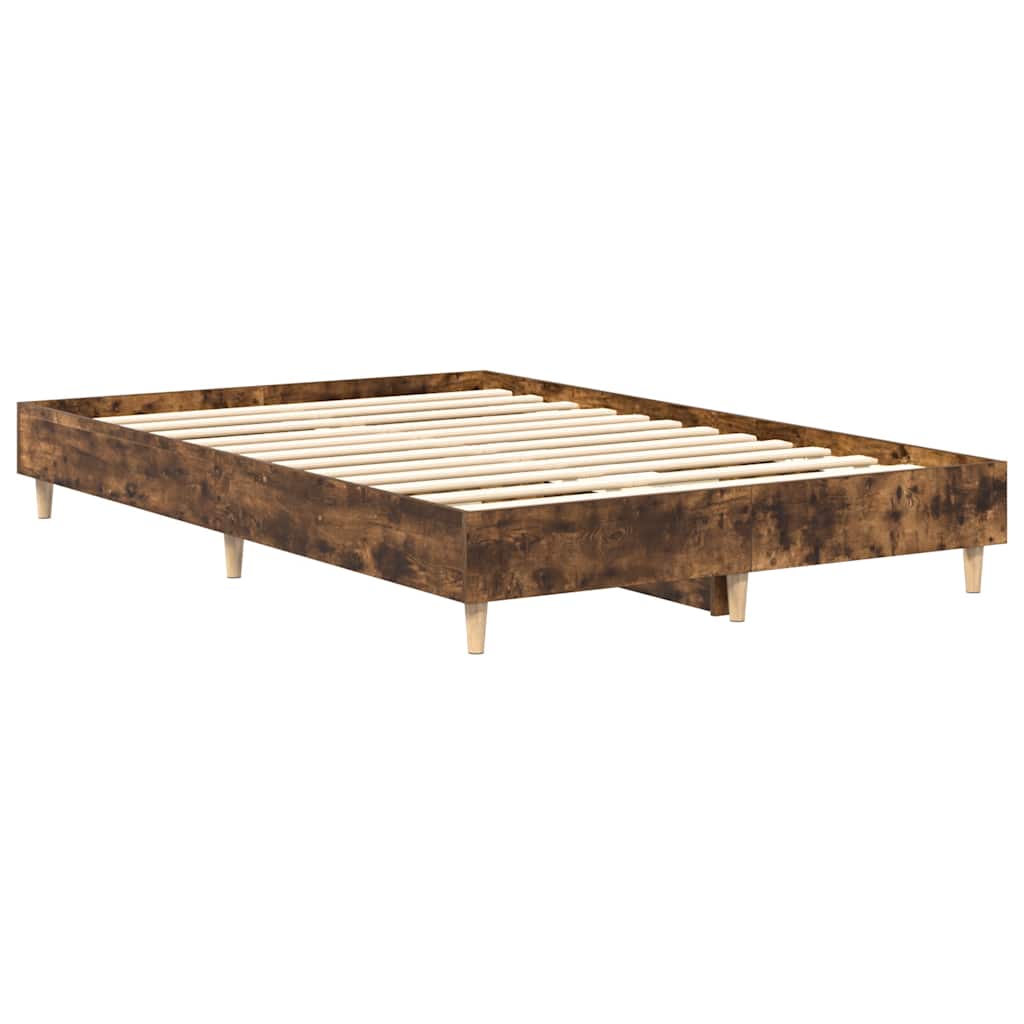 vidaXL Bed Frame No Mattress Smoked Oak 120x190 cm Small Double Engineered Wood