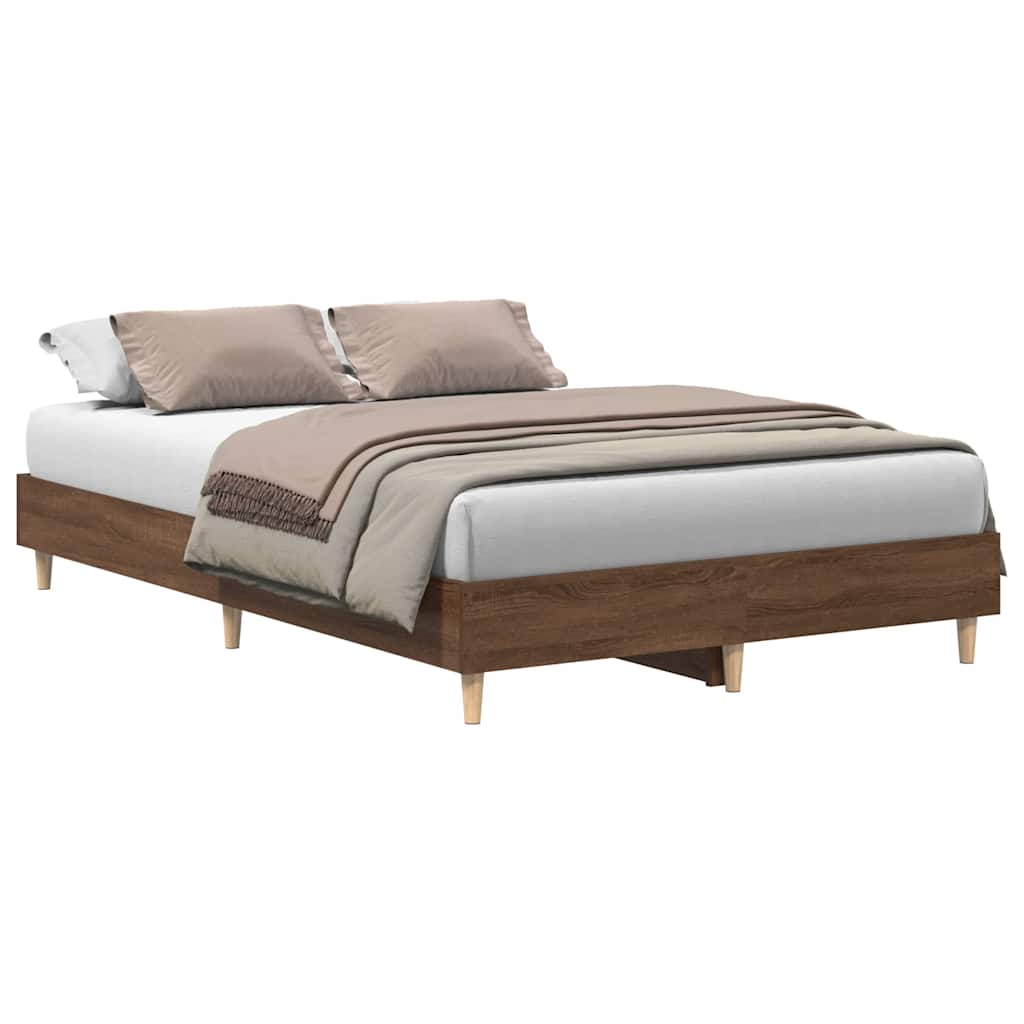 vidaXL Bed Frame No Mattress Brown Oak 120x190 cm Small Double Engineered Wood