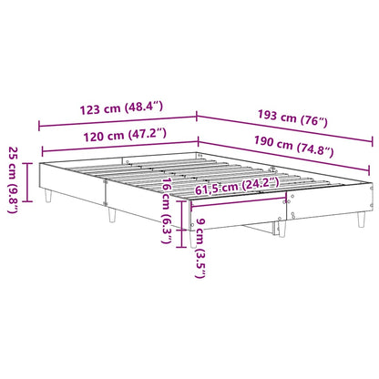 vidaXL Bed Frame No Mattress Brown Oak 120x190 cm Small Double Engineered Wood