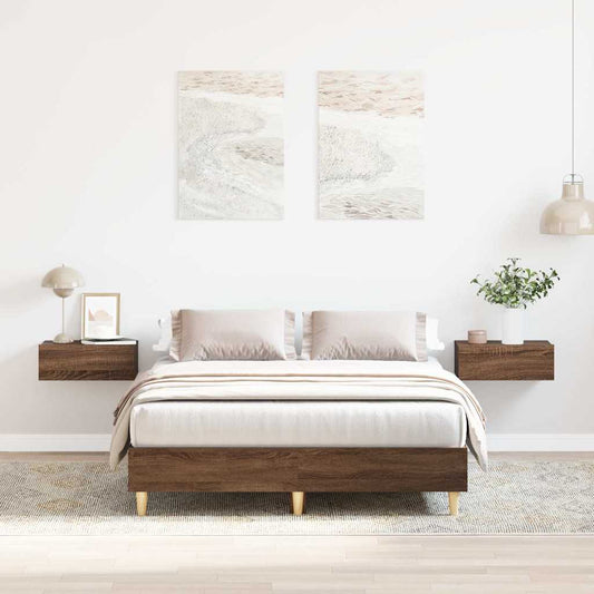 vidaXL Bed Frame No Mattress Brown Oak 120x190 cm Small Double Engineered Wood
