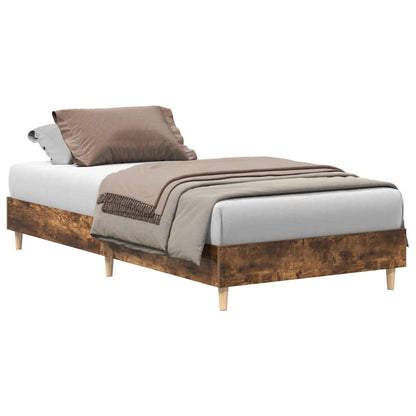 vidaXL Bed Frame No Mattress Smoked Oak 90x190 cm Single Engineered Wood