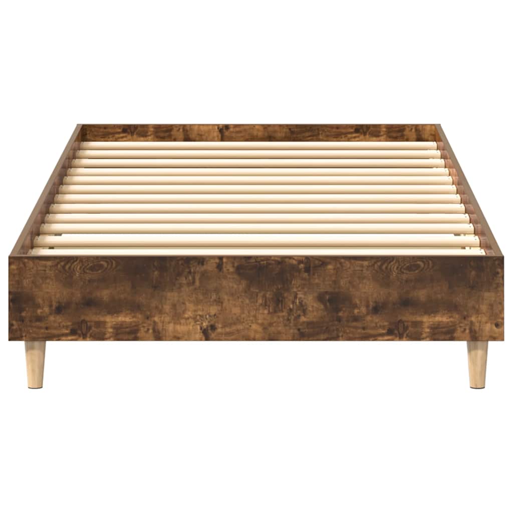 vidaXL Bed Frame No Mattress Smoked Oak 90x190 cm Single Engineered Wood