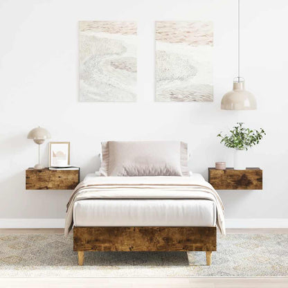 vidaXL Bed Frame No Mattress Smoked Oak 90x190 cm Single Engineered Wood