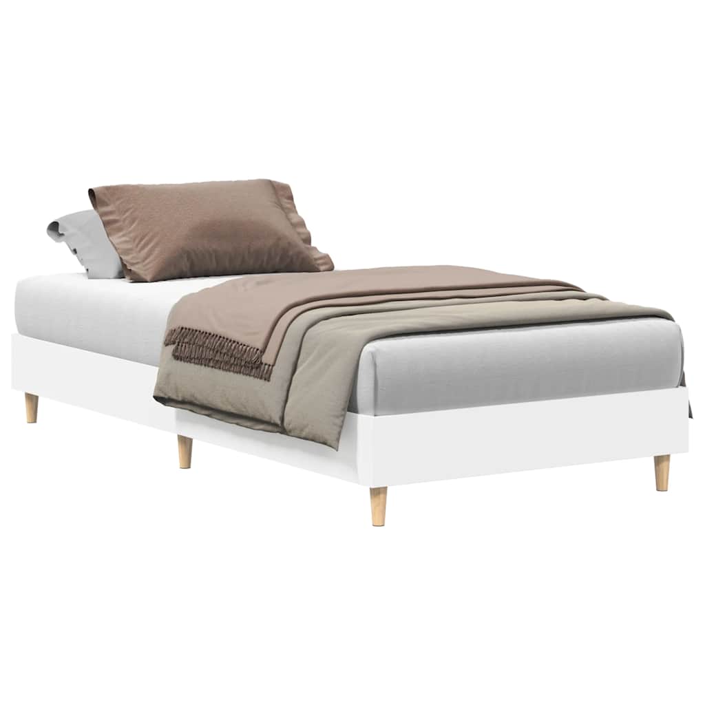 vidaXL Bed Frame No Mattress White 75x190 cm Small Single Engineered Wood