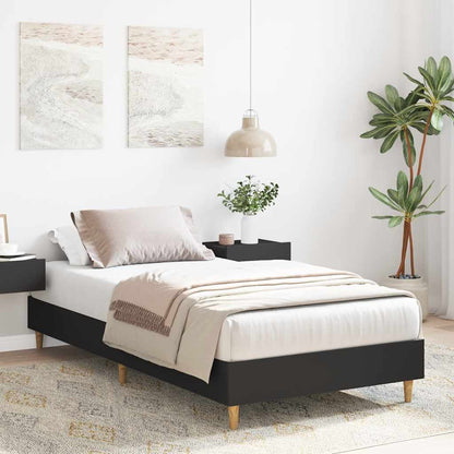 vidaXL Bed Frame No Mattress Black 75x190 cm Small Single Engineered Wood