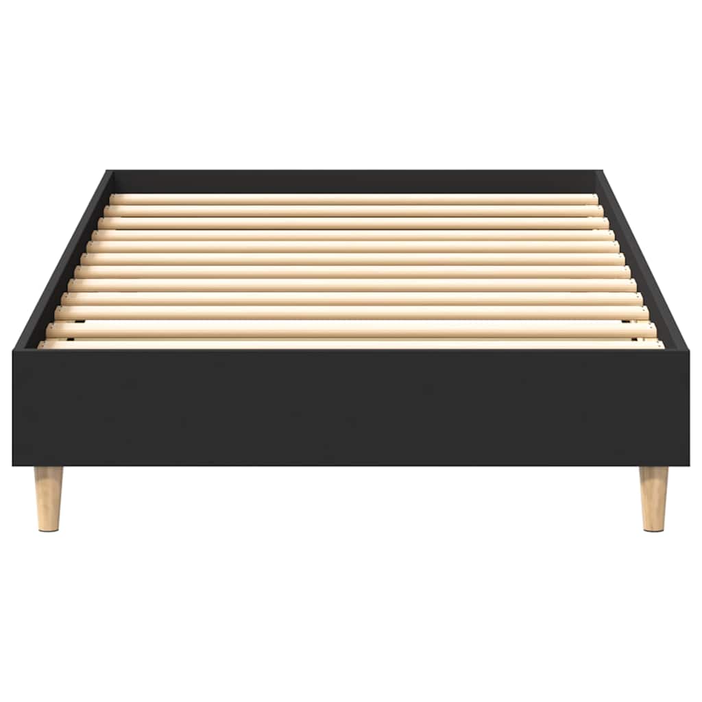 vidaXL Bed Frame No Mattress Black 75x190 cm Small Single Engineered Wood