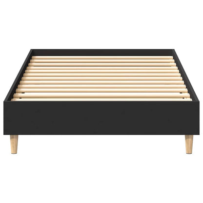 vidaXL Bed Frame No Mattress Black 75x190 cm Small Single Engineered Wood