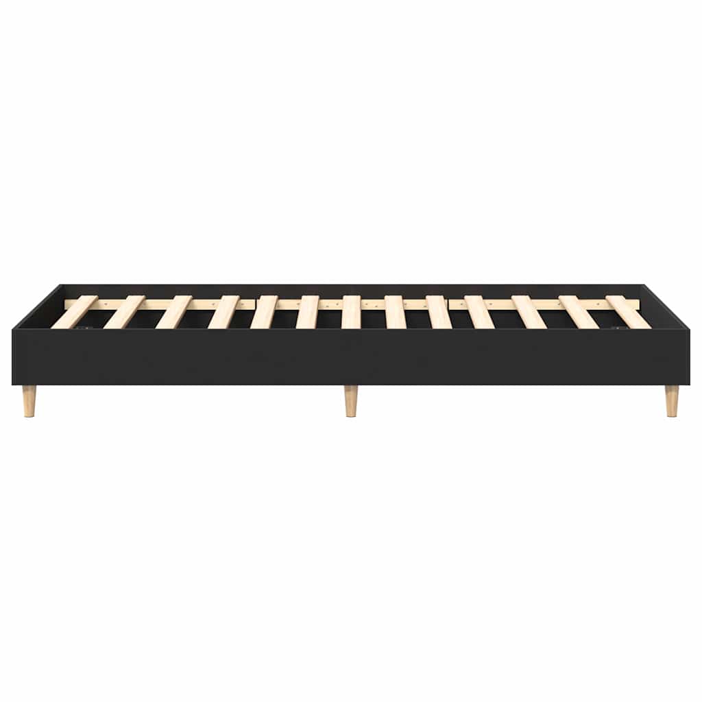 vidaXL Bed Frame No Mattress Black 75x190 cm Small Single Engineered Wood