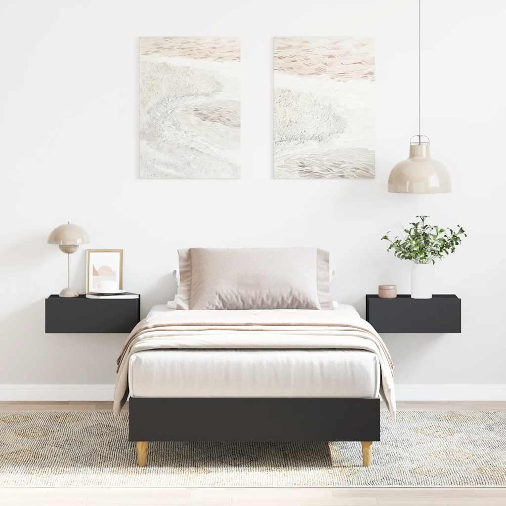 vidaXL Bed Frame No Mattress Black 75x190 cm Small Single Engineered Wood