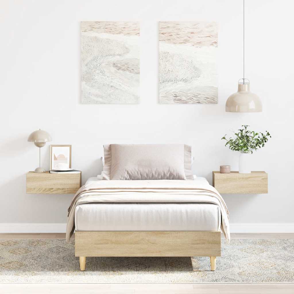 vidaXL Bed Frame No Mattress Sonoma Oak 75x190 cm Small Single Engineered Wood